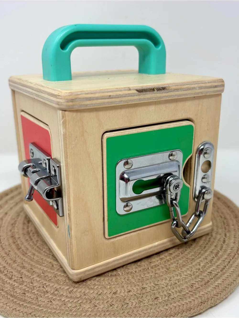 Lovevery Wooden Latches Lock Box The Realist Montessori Learning Portable Toy